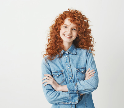 caucasian girl with curly hair